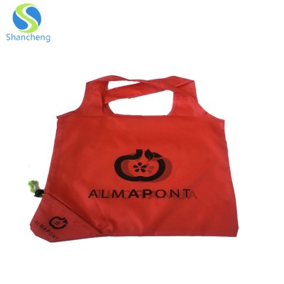 Promotional reusable foldable polyester shopping bags with logo