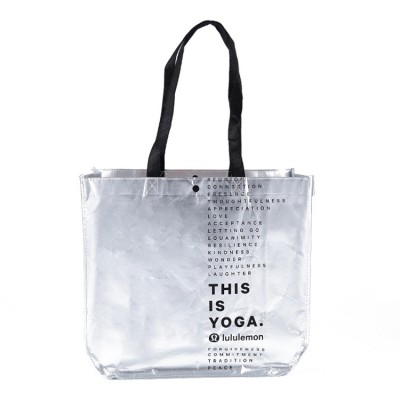 Custom logo cheap durable silver laminated non woven fabric carry bag non-woven promotional bag